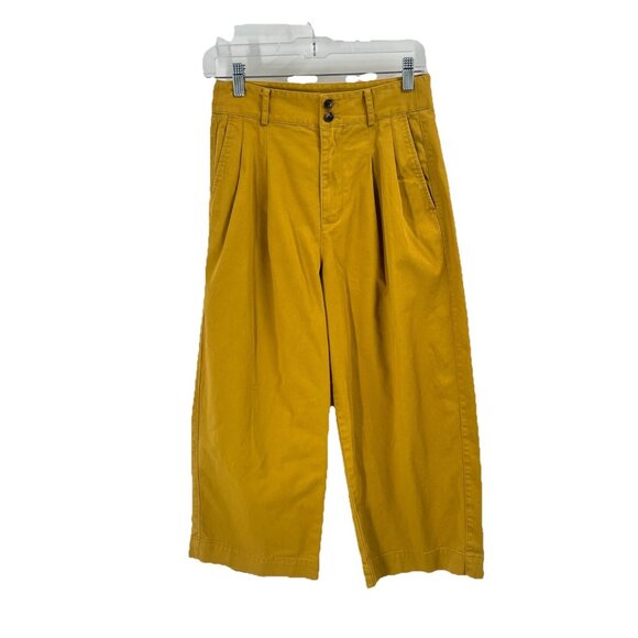 Madewell L0005 Mustard Yellow High Rise Wide Leg Crop Pants Sz 2 - Picture 1 of 5
